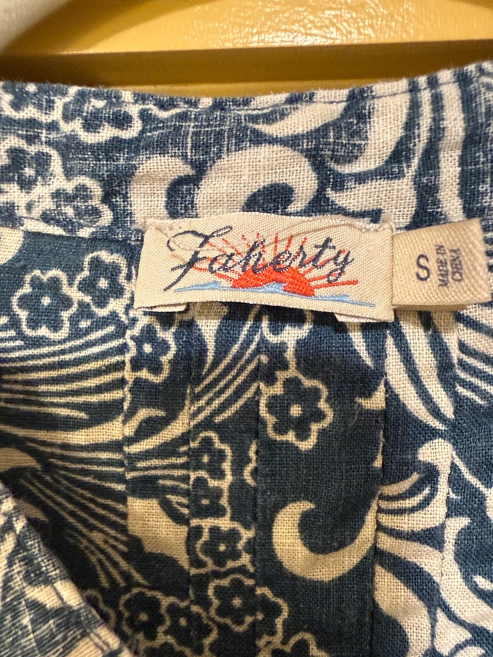 Faherty Blue & White Floral Button-Front Tunic Dress linen , with pockets - Picture 2 of 5